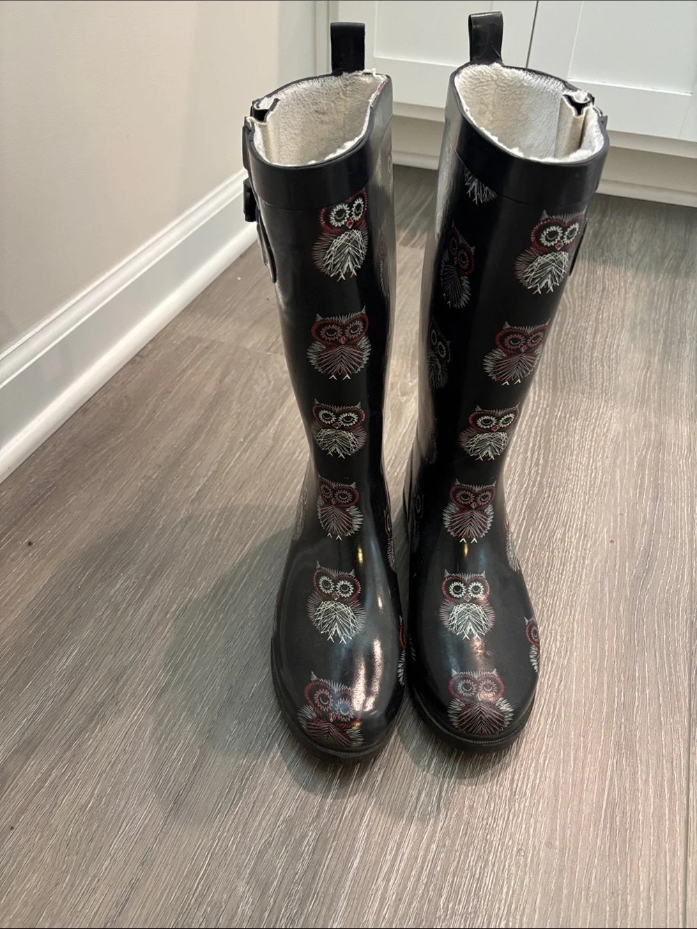 Capelli of New York Black Owl Print Women’s Rain Boots